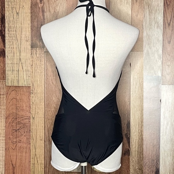 Ted Baker Designer Black One Piece Swimsuit Mesh Halter NWT size 8 - Picture 7 of 9